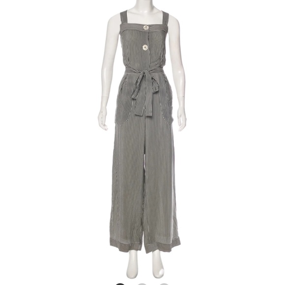 Oscar de la Renta 100% silk striped jumpsuit size 10 excellent used condition - Picture 1 of 6